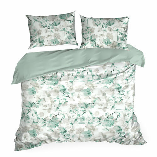 Obliečky na posteľ so vzorom kvetov zo saténovej bavlny - Spring 11, prikrývka 160 x 200 cm + 2x vankúš 70 x 80 cm